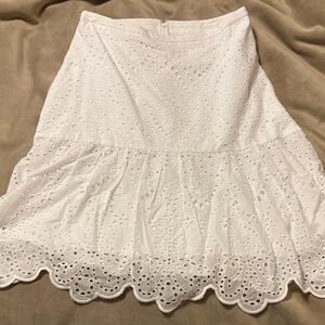 Talbots White Eyelet A-Line Skirt